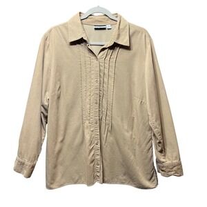 Croft &‎ Barrow Corduroy Shirt Pleated Front Button Down Top Large